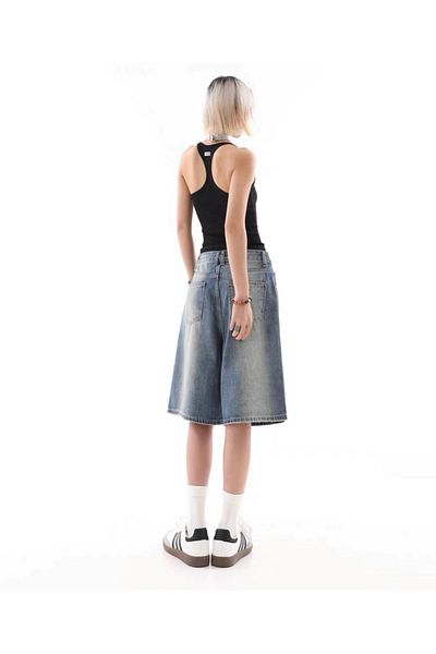 DEEFWEAR Pantaloni scurți Y2k Trend Baggy Jean Bermude