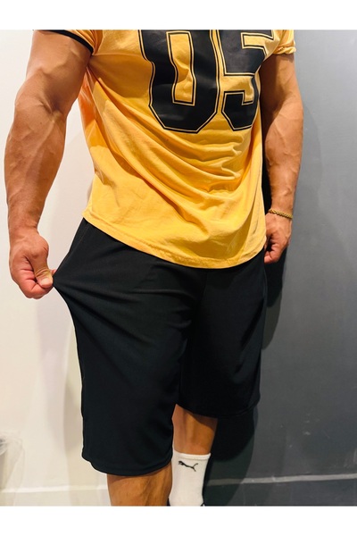 Bas Body FitnessWear Siyah Düz Yırtmaçlı Oversize Kapri Çift Geniş Cepli