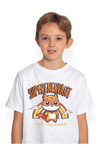StoryGift Romania Tricou Copii Baieti Super Enervant SuperErou, Curaj si Dete...
