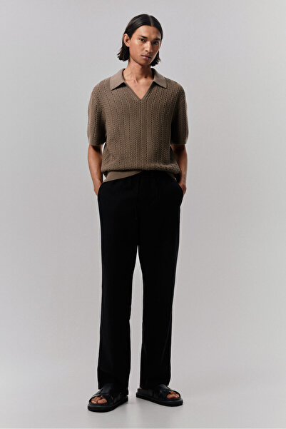 H&M Tekstüre Triko Polo Tişört Regular Fit