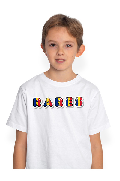 StoryGift Romania Tricou Copii Baieti Cu Numele Rares, Romania, Suporter, Ste...