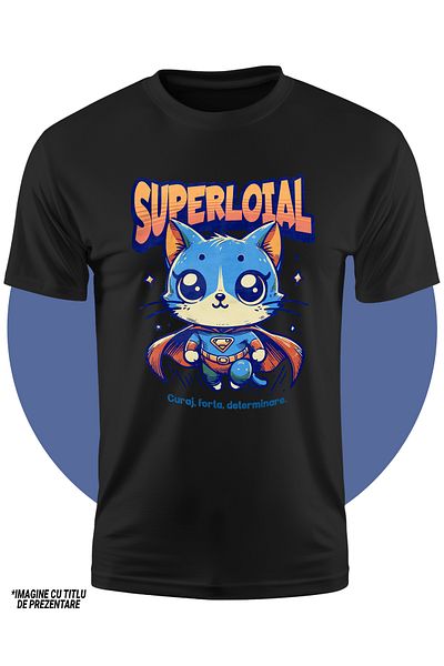 StoryGift Romania Kids Boys T-Shirt Super Loyal, Superhero, Flying Cat 100% Cotton, Unisex, Black, 10