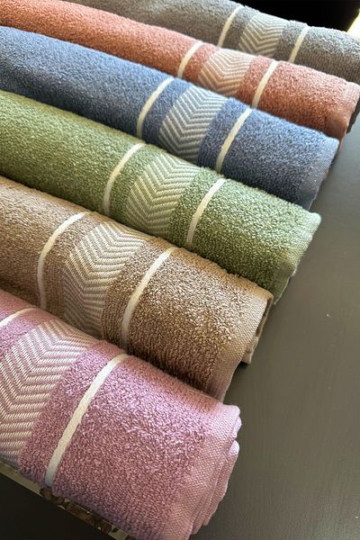 Evimemoda 6 Pieces Hand Face Towel Color Towel 50X90Cm