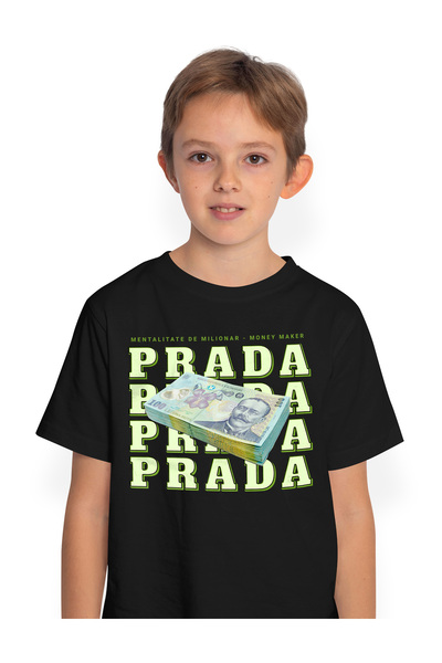 StoryGift Romania Tricou Copii Baieti _Prada_ - 100 Lei Romanesti 100% Bumbac...