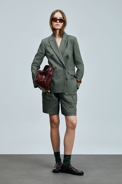 Lufian Mireler Women's Linen Jacket Khaki