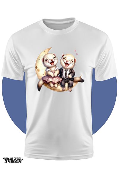 StoryGift Romania Children's T-shirt with 2 laughing rodents, illustration, crescent moon, costume, dress, hearts, int
