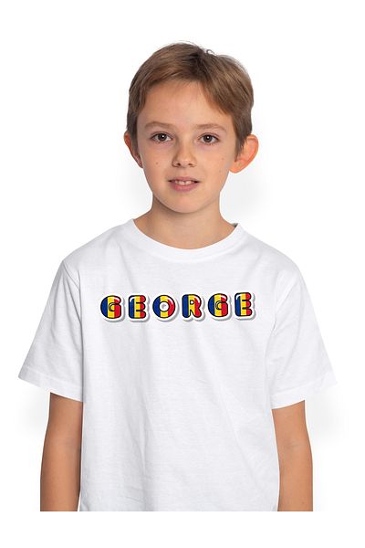 StoryGift Romania Tricou Copii Baieti Cu Numele George, Romania, Suporter, Steagul Romaniei, Patriot 100% Bu