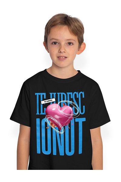 StoryGift Romania Tricou Copii Baieti Te Iubesc Ionut, Dragoste, Inima, Iubire, Sfantul Valentin, Dragobete,