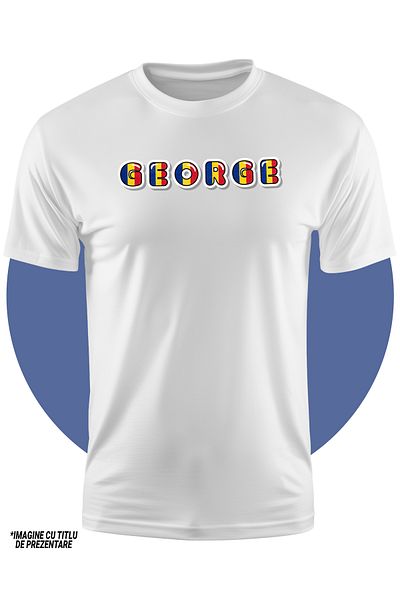 StoryGift Romania Tricou Copii Baieti Cu Numele George, Romania, Suporter, Steagul Romaniei, Patriot 100% Bu
