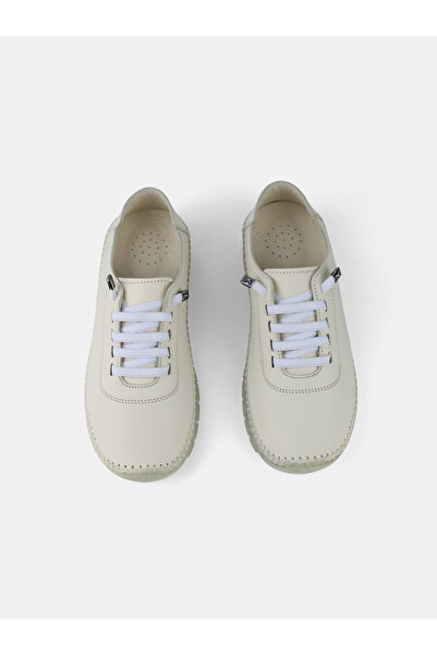 MAGGIO Genuine Leather Women's Cream Daily Comfortable Flexible Sole Shoes Narrow Fit Buy One Size Larger