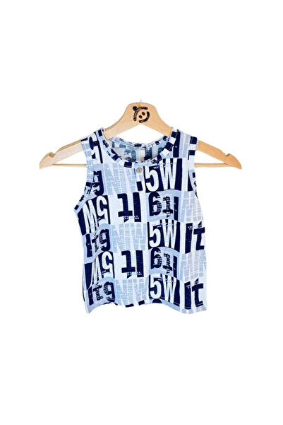 Woorage Boy's Tank Top T-Shirt Letter Printed Zero Sleeve Button Closure