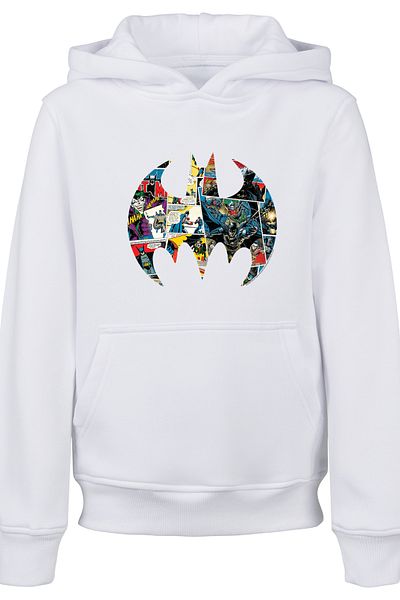F4NT4STIC Kinder Batman Comic Book Logo -WHT with Basic Kids Hoody