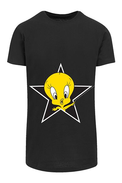 F4NT4STIC Herren Looney Tunes Tweety Pie Star-blk With Shaped Long Tee