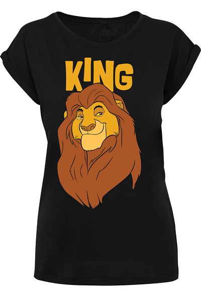 F4NT4STIC Damen Disney The Lion King Mufasa King-wht With Ladies Extended Shoulder Tee