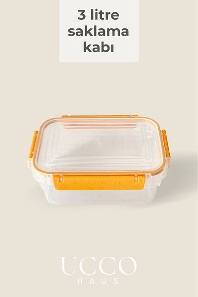 UCCO Leakproof Storage Container with Lock – 3 Liter Sealed Food Container, Microwave and Dishwasher Safe