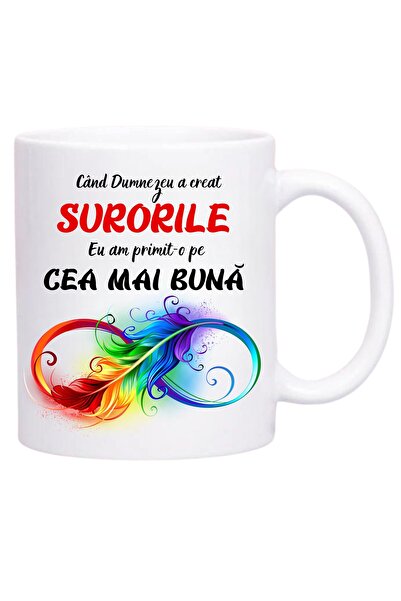 OEM Cană albă personalizată, pentru cea mai bună soră, INOVATIX®. 330ml