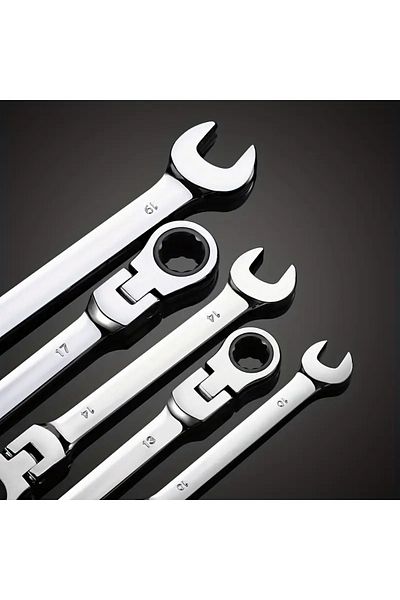 İthal Imported Professional Articulated Ratchet Wrench with Bag 12 Pieces of Movable Head Tool Chrome Vanadium Steel