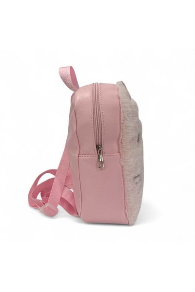 çantaevim Rucsac pentru fete de culoare roz cu model de pisică de pluș, model de animale drăguț, curea reglabilă