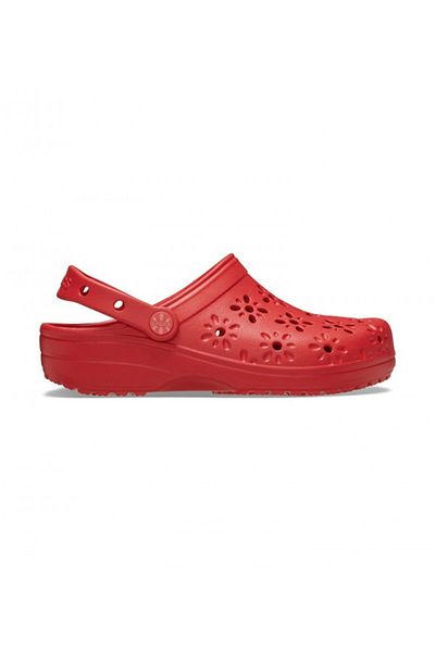 Crocs Cherry Red Classic Floral Cut Out Clog