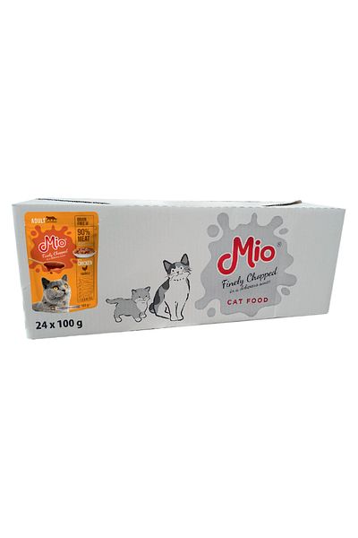 MİO Box of 24 Cat Pouches❤️ 100 g, Mio Cat Premium, Wet cat food for adults, with chicken pieces