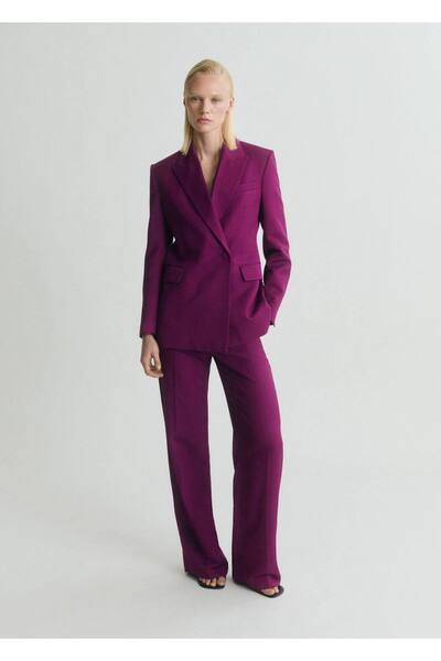 MANGO Woman Ketenli Kruvaze Blazer Ceket
