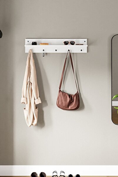 interGO Suport de haine modern de perete cu raft și cârlige - Organizator pentru intrare