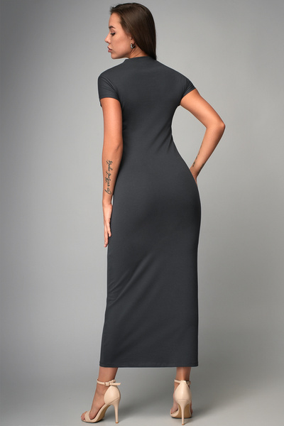 Happy Fox Women S Cotton Half Turtleneck Short Sleeve Maxi Dress - Comfortable and Stylish Gray