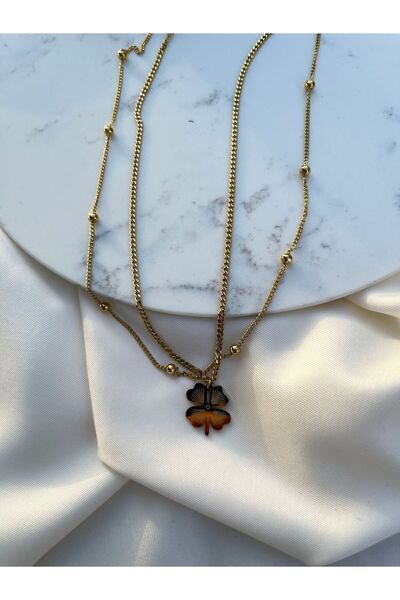 Orvix Accessories سلسلة ذهبية صف مزدوج عين الشر ديزي تحت عنوان تشويه قلادة المرأة الصيف قلادة مساء اللباس قلادة