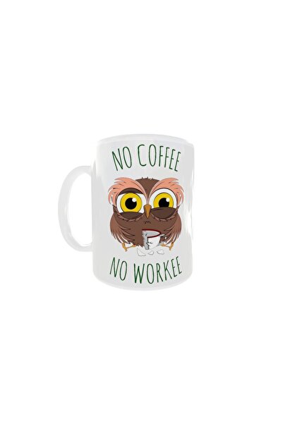 OEM Cană albă personalizată cu textul „No Coffee No Workee”, INNOVATIX®. 330 ml