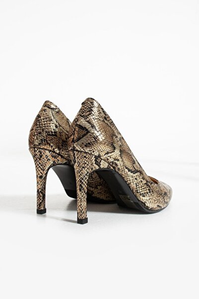 FOLLİNİ Kadın Hakiki Deri Stiletto Dore Yılan
