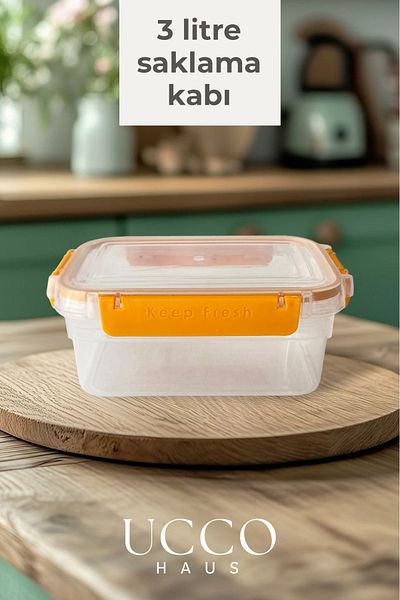 UCCO Leakproof Storage Container with Lock – 3 Liter Sealed Food Container, Microwave and Dishwasher Safe