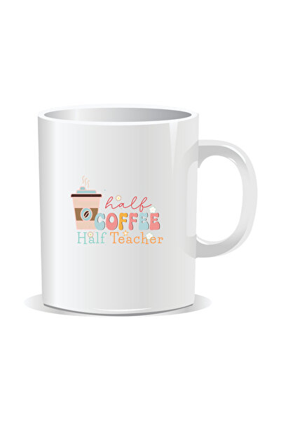 OEM Cană albă personalizată Half Coffee Half Teacher, INOVATIX®. 330 ml