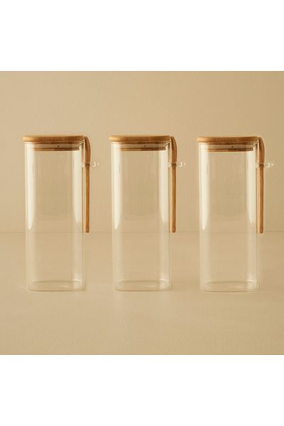 Bella Maison Alice Bamboo Lid 3-Piece Jar Set Natural (1000 Cc)