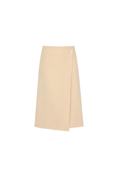 BİRELİN Asimetrik Görünümlü Poliviskon Etek Krem
