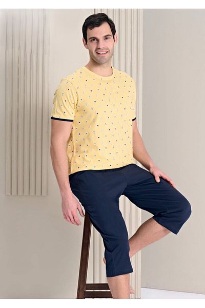 Over Sleep by Poleren Over Sleep Men's Poleren Yellow Capri Suit 1776