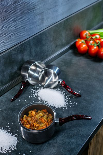 Doğuş Mutfak Set of 3 Stainless Steel Casserole Milk Pot and Sauce Pot 12-14-16 cm with Wicker