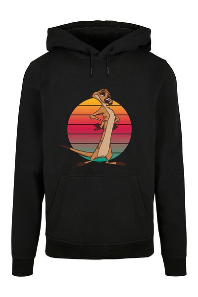 F4NT4STIC Herren Disney Aslan Kral Timon Gün Batımı-BLK und DISNEY Boyun Baskısı Basic Hoody ile