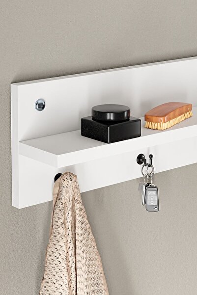 interGO Suport de haine modern de perete cu raft și cârlige - Organizator pentru intrare
