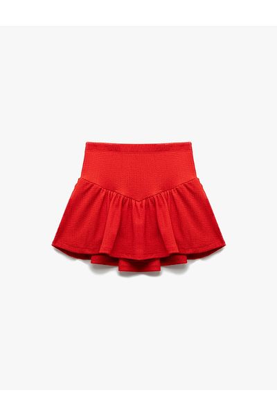 Koton Elastic Waist Textured Red Girl's Shorts 5Skg40014Ak