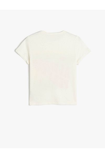 Koton Cotton Short Sleeve Slogan Printed Crew Neck T-Shirt