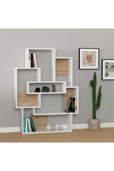 Mourah Home Barce Bookcase - Book shelf Cabinet 6 Tier - Multi Storage Bookshelf Rack