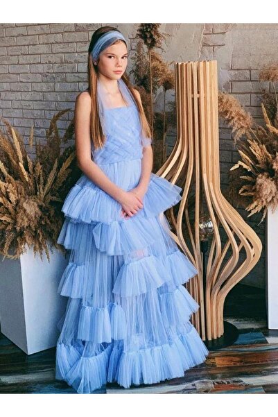 Zekids Kız Çocuk Parça Kat Detaylı Tüllü Tasarım Abiye