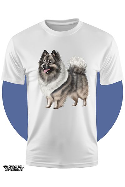 StoryGift Romania Tricou Copii Cu Un Caine Blanos Vesel, Ilustratie, Limba Scoasa, Jucaus, Cenusiu, Alb, Cum
