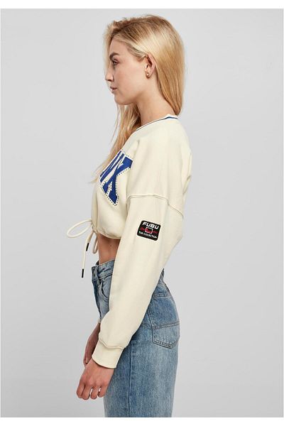 FUBU Damen Fw224-003-1 City Short Crew Rhinestone Offwhite/dark Blue