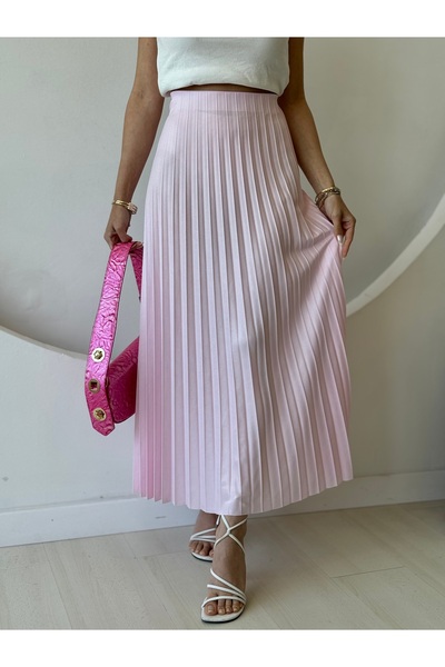 FEHUBLOOM Unlined Pink Pleated Skirt