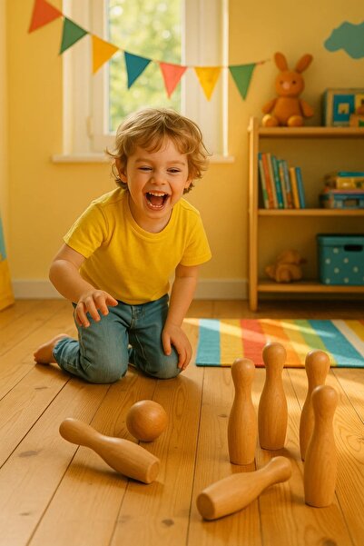 ESLENTA Çocuklar Için Ahşap Bowling Seti