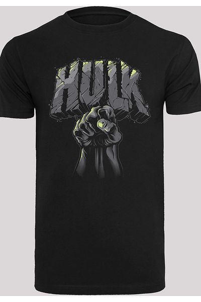 F4NT4STIC Herren Marvel Hulk Punch Logo -blk With T-shirt Round Neck