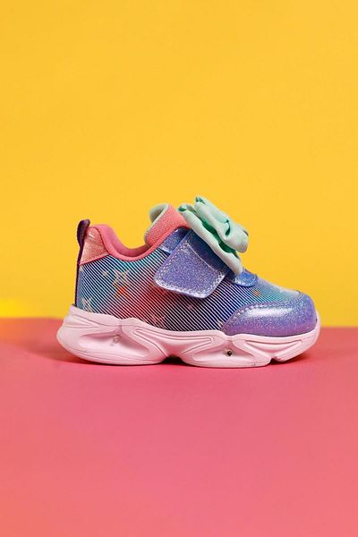 Limoya Feliz Blue Bow Detaliat Velcro și Lumini Pantofi sport pentru bebeluși