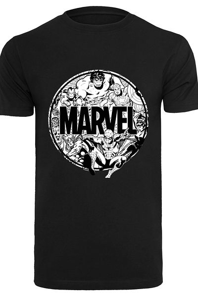F4NT4STIC Herren Marvel Comics Logo Character Infill -blk With T-shirt Round Neck