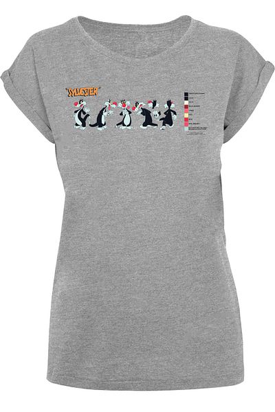 F4NT4STIC Damen Looney Tunes Sylvester Colour Code with Ladies Extended Shoulder Tee